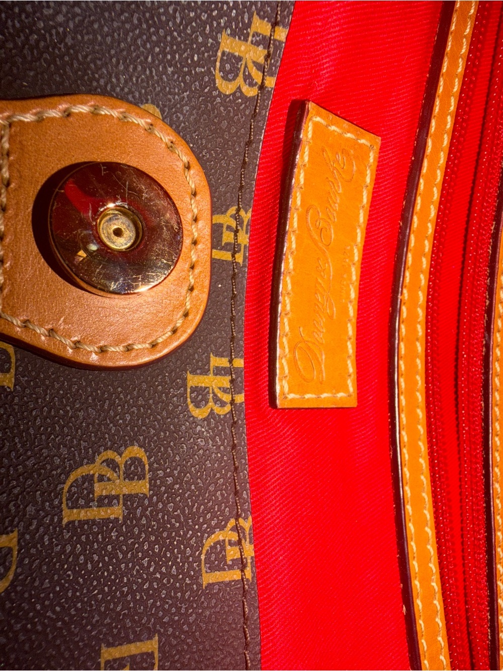 Dooney & Bourke Brown Monogram Tote with Tan Braided Handles - Picture 9 of 9